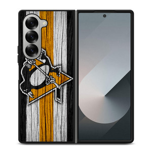 PITTSBURGH PENGUINS LOGO WOODEN Samsung Z Fold 6 Case