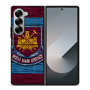 WEST HAM UNITED LOGO WOODEN Samsung Z Fold 6 Case