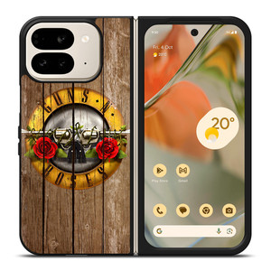 GUN AND ROSES LOGO WOODEN Google Pixel 9 Pro Fold Case GUN AND ROSES LOGO WOODEN Google Pixel 9 Pro Fold Case