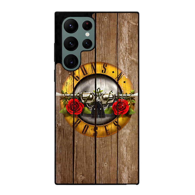 GUN AND ROSES LOGO WOODEN Samsung Galaxy S22 Ultra Case