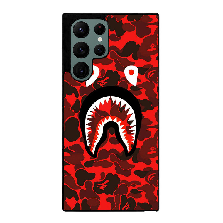 BAPE SHARK FACE RED CAMO Samsung Galaxy S22 Ultra Case