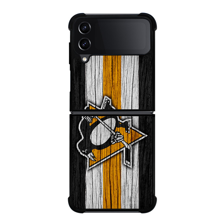 PITTSBURGH PENGUINS LOGO WOODEN Samsung Z Flip 4 Case
