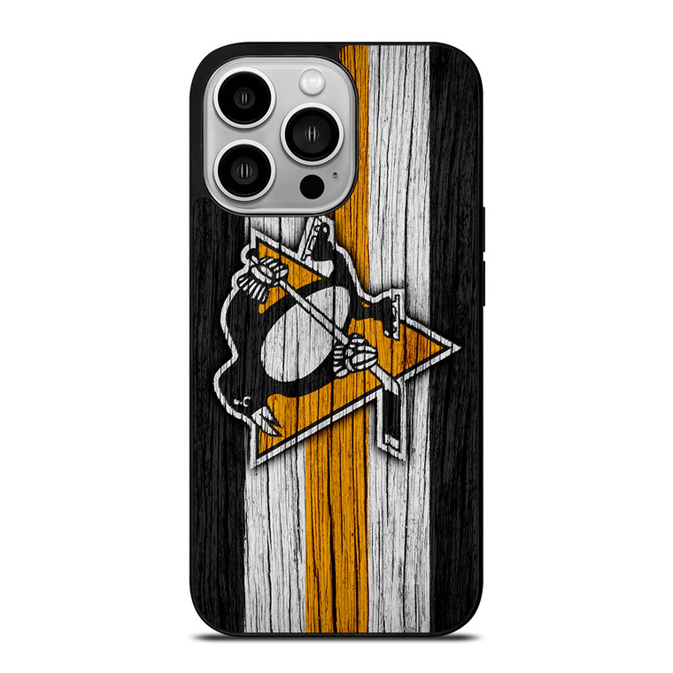 PITTSBURGH PENGUINS LOGO WOODEN iPhone 14 Pro Case