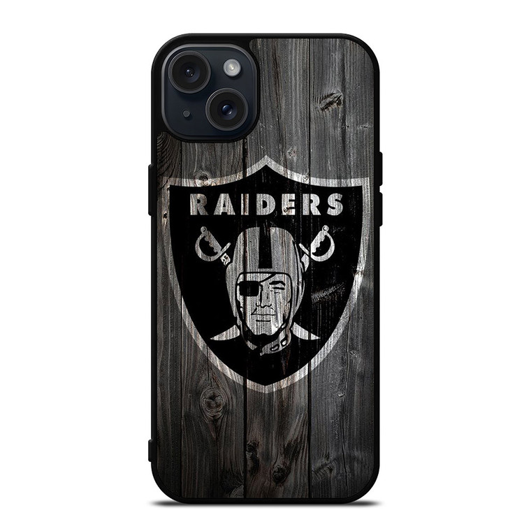 OAKLAND RAIDERS LOGO WOODEN iPhone 15 Plus Case
