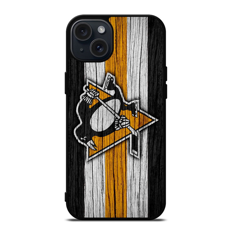 PITTSBURGH PENGUINS LOGO WOODEN iPhone 15 Plus Case