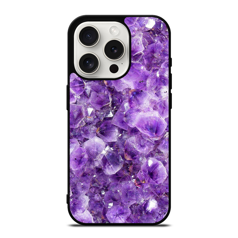 PURPLE CRYSTAL MARBLE PATTERN iPhone 15 Pro Case