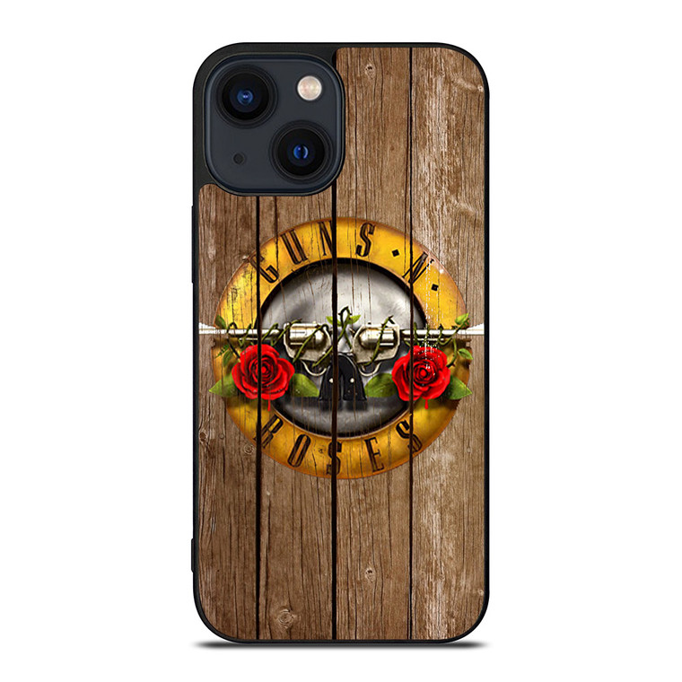 GUN AND ROSES LOGO WOODEN iPhone 14 Plus Case