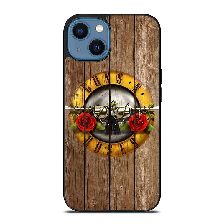 GUN AND ROSES LOGO WOODEN iPhone 14 Case
