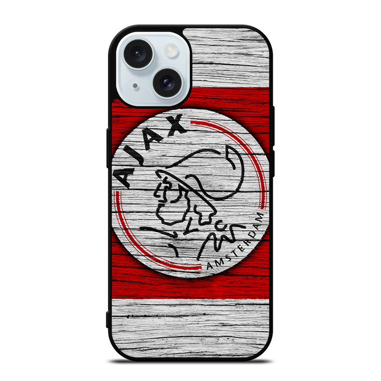 AJAX AMSTERDAM LOGO WOODEN iPhone 15 Case