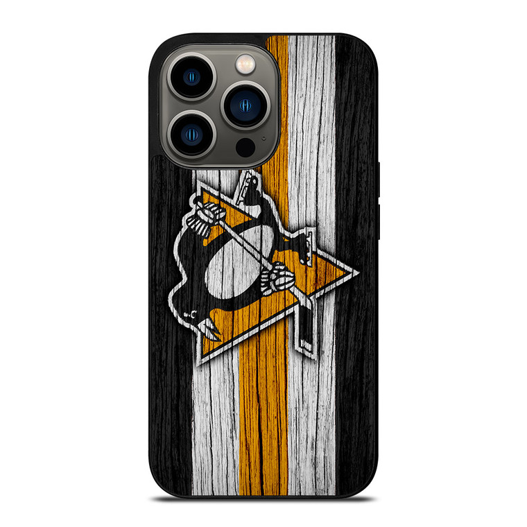 PITTSBURGH PENGUINS LOGO WOODEN iPhone 13 Pro Case