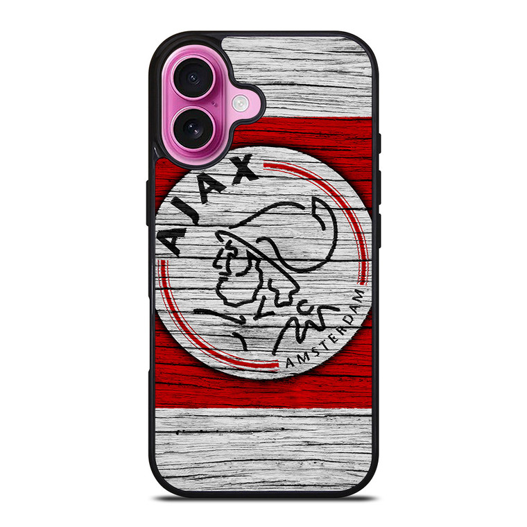 AJAX AMSTERDAM LOGO WOODEN iPhone 16 Plus Case