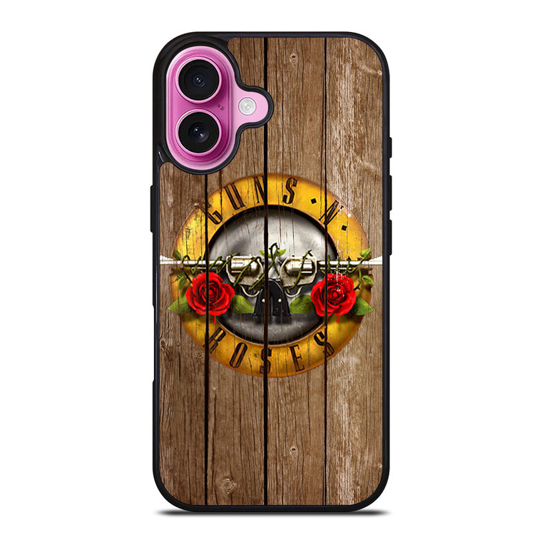 GUN AND ROSES LOGO WOODEN iPhone 16 Plus Case GUN AND ROSES LOGO WOODEN iPhone 16 Plus Case