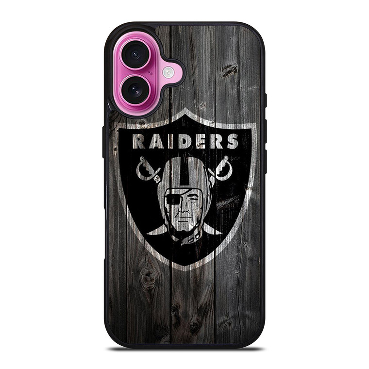OAKLAND RAIDERS LOGO WOODEN iPhone 16 Plus Case