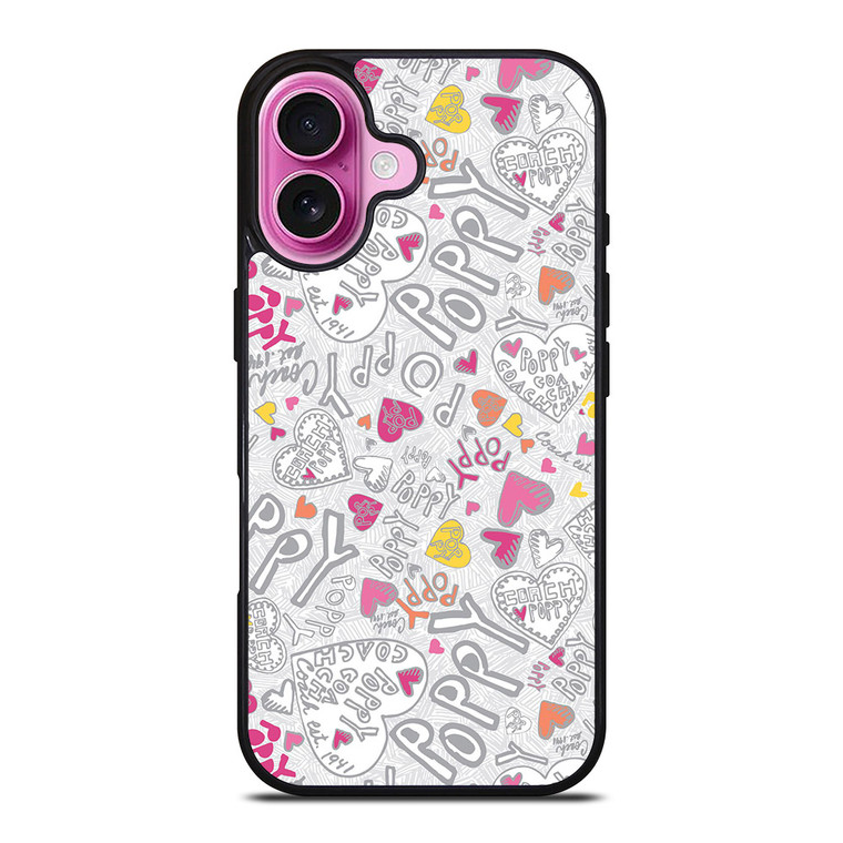 PINK COACH PATTERN LOGO iPhone 16 Plus Case