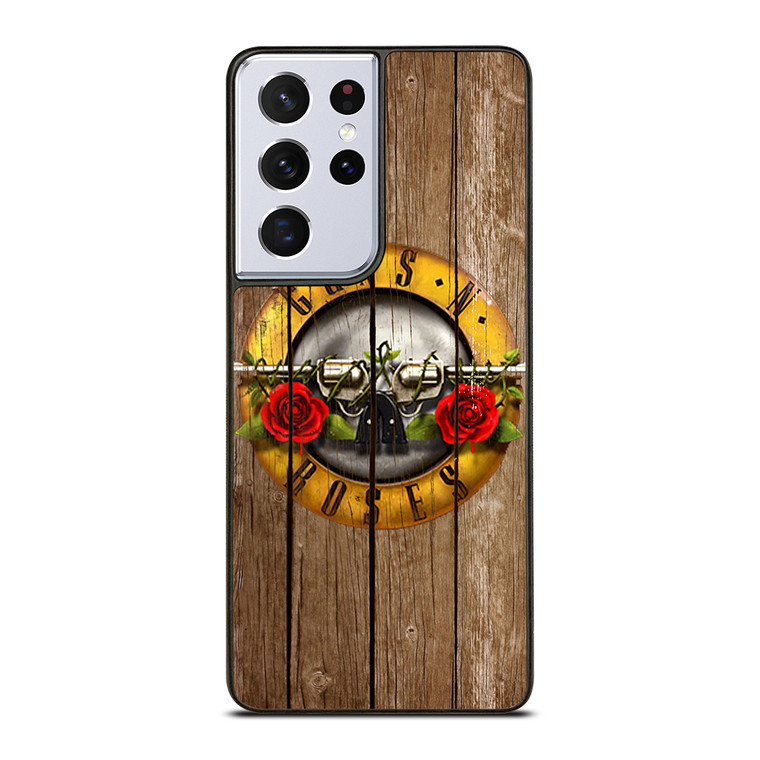 GUN AND ROSES LOGO WOODEN Samsung Galaxy S21 Ultra Case