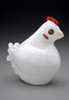 Glass Bird figurine, White Chicken, French Hen, 4" x 5"