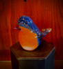Handblown glass Easter Bluebird figurine, bird sculpture, glass bluebird, made by Artisan Chris Sherwin in his Vermont glassblowing studio. Front View. Approx 3" x 4"