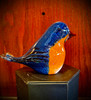 Handblown glass Easter Bluebird figurine, bird sculpture, glass bluebird, made by Artisan Chris Sherwin in his Vermont glassblowing studio. Looking Right. Approx 3" x 4"