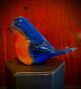 Handblown glass Easter Bluebird figurine, bird sculpture, glass bluebird, made by Artisan Chris Sherwin in his Vermont glassblowing studio.  Approx 3" x 4"