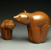 Majestic all Glass version of Kodiak Brown bear made in Vermont, adult on right 4-5"