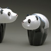 Glass Bear Sculpture | Panda Bear | Adult Panda shown on right, 4"