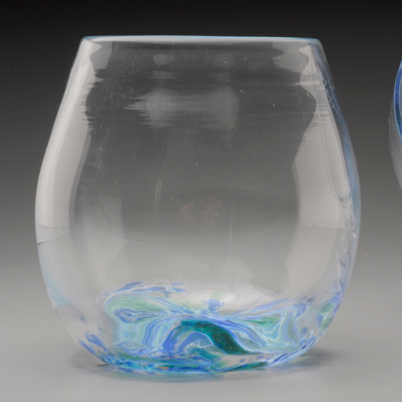 Handblown Crackle Thumbler, Stemless Wine Glasses style, glassblowing in  Vermont by Artisan Chris Sherwin