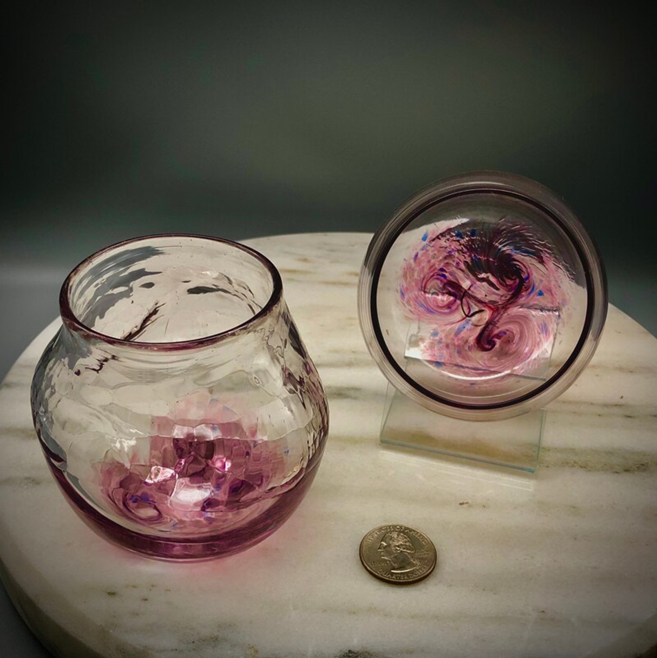 Crackle Stemless Wine Glasses, Plumeria, Set of 4, - Integrity Bottles