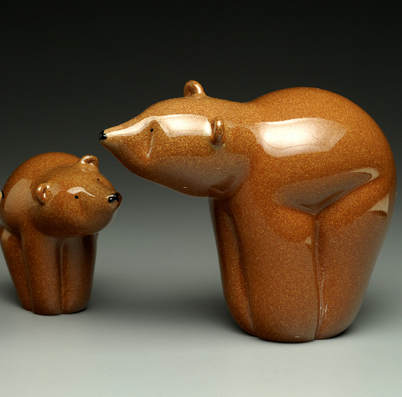 Kodiak Brown Bear, Adult Glass grizzly brown Bear Sculpture