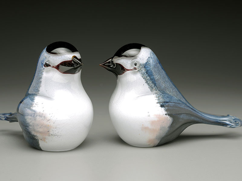 Glass bird figurine | glass birds | black capped chickadee, NH