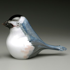 Glass Bird -- Chickadee, hand- sculpted glass made in Vermont