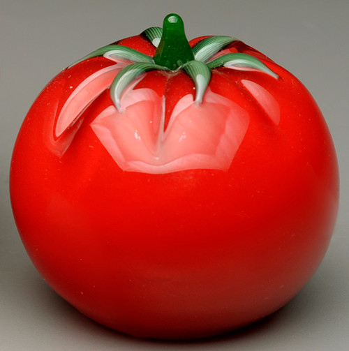 Glass fruit sculpture, glass tomato, glass fruit, glass fruit
