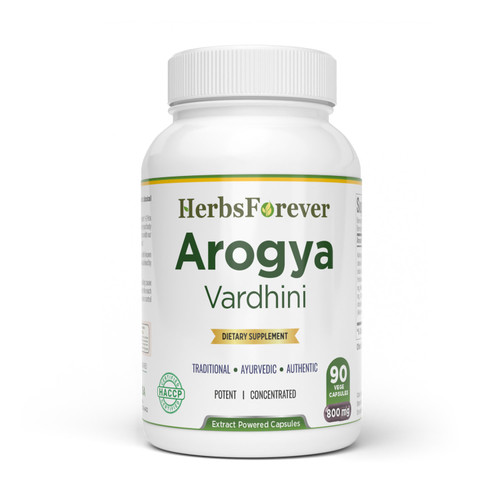 Arogya Vardini Vati - Ayurvedic Herbal Supplement - 90 Vege Capsules - 800 Mg Each