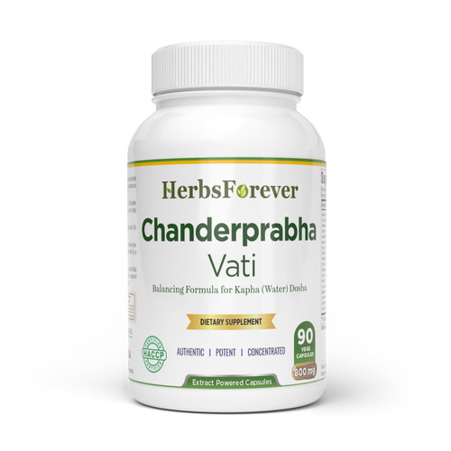 Chanderprabha Vati - Ayurvedic Herbal Supplement - 90 Vege Capsules - 800 Mg Each