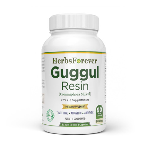 Guggul Resin Capsules – Commiphora Wightii - 2.5% Z&E - Extract Ratio 5:1 - 90 Vege Capsules - 700 mg each