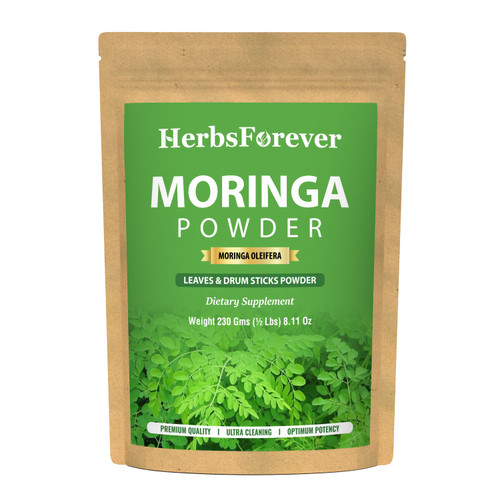 Moringa Powder (Moringa Oleifera) - Non GMO -  Vegan - (230 Gms - ½ LBS)