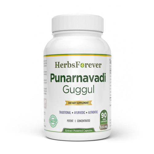 Punarnavadi Guggul - Ayurvedic Herbal Supplement - 90 Vege Capsules - 800 Mg Each