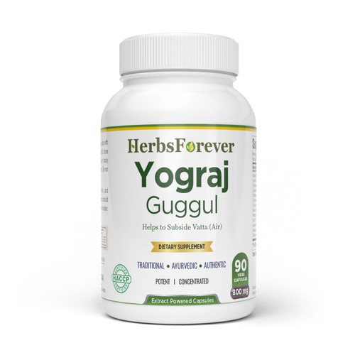 Yograj Guggulu - Ayurvedic Herbal Supplement - 90 Vege Capsules - 800 Mg Each