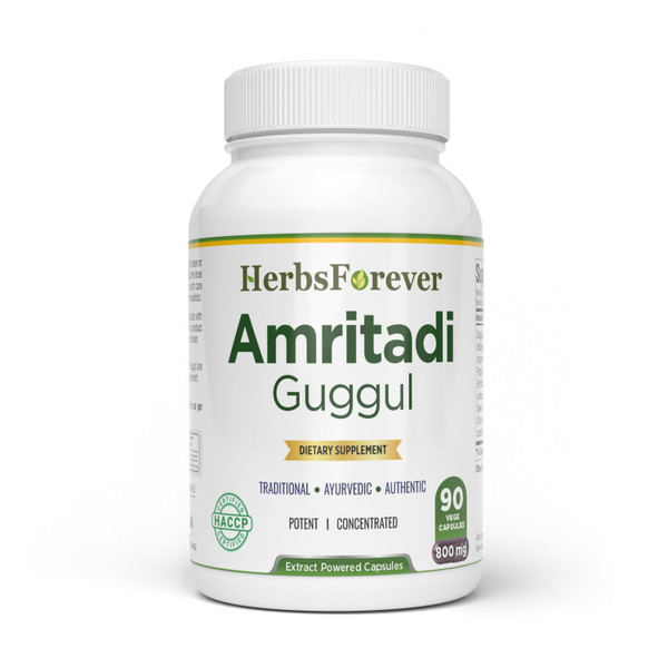 Amritadi Guggulu Capsule - Ayurvedic Herbal Supplement - 90 Vege Capsules - 800 mg