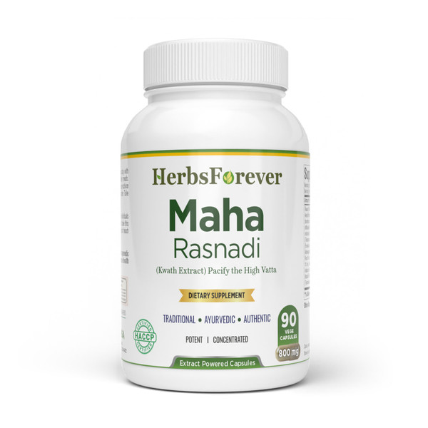 Maha Rasnadi Kwath - Ayurvedic Herbal Supplement - 90 Vege Capsules - 800 Mg Each