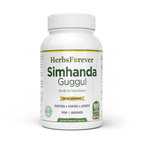 Simhanda Guggul - Ayurvedic Herbal Supplement - 90 Vege Capsules - 800 Mg Eachl