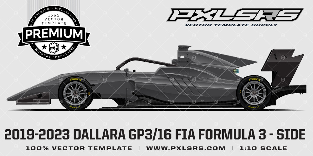 2019-2023 DALLARA GP3/16 FIA FORMULA 3 - SIDE 'Premium' Vector Template ...