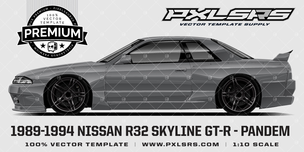 1989-1994 Nissan Skyline R32 GT-R Pandem - Side 'Premium' Vector