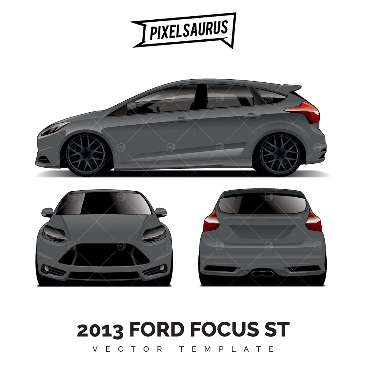 2013 Ford Focus ST (MKIII) Vector Template - Pixelsaurus