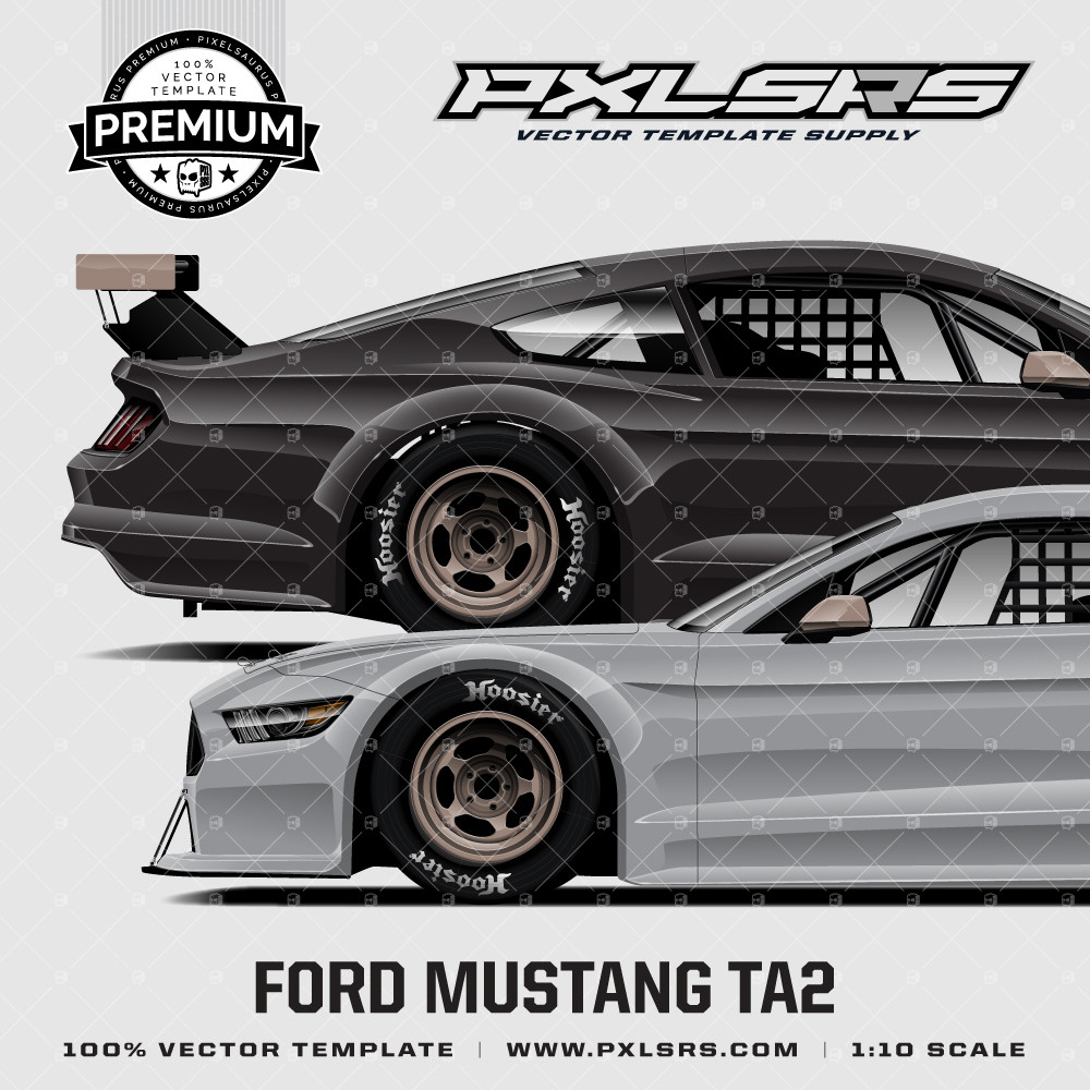 Ford Mustang TA2/Trans-Am - Full 'Premium' Vector Template - Pixelsaurus