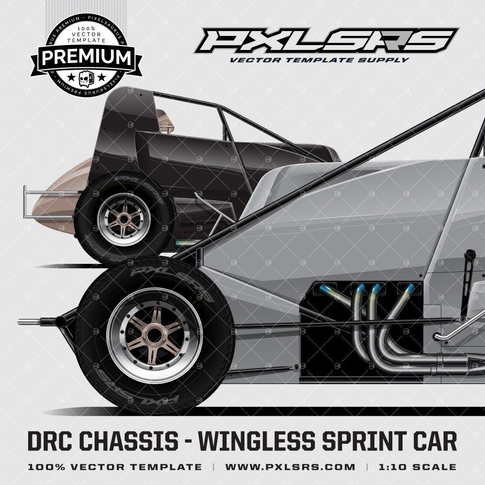DRC Chassis - Wingless Sprintcar 'Premium' Vector Template - Pixelsaurus