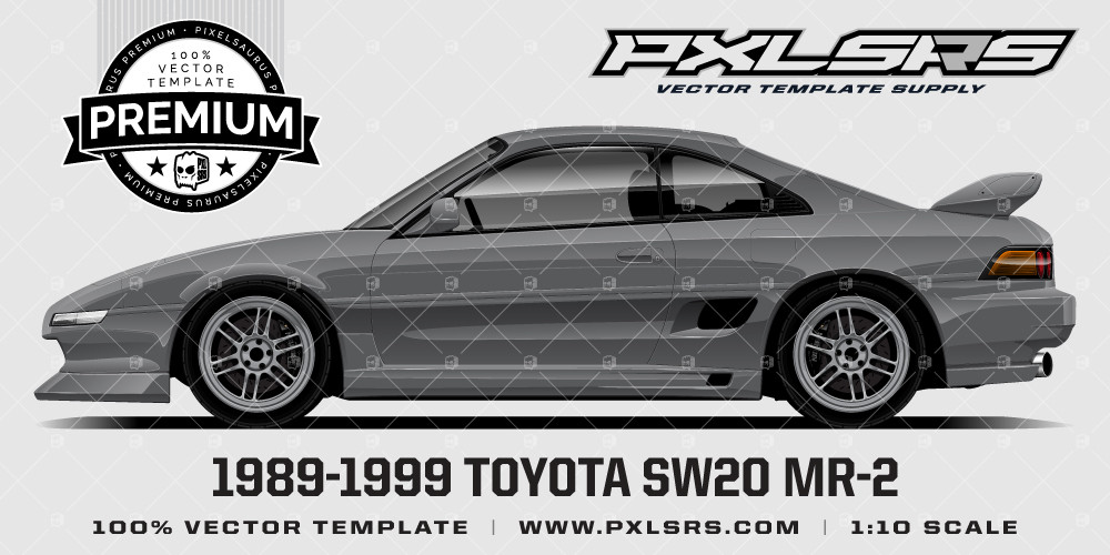 1989-1999 Toyota SW20 MR2 'Premium' vector template - Pixelsaurus