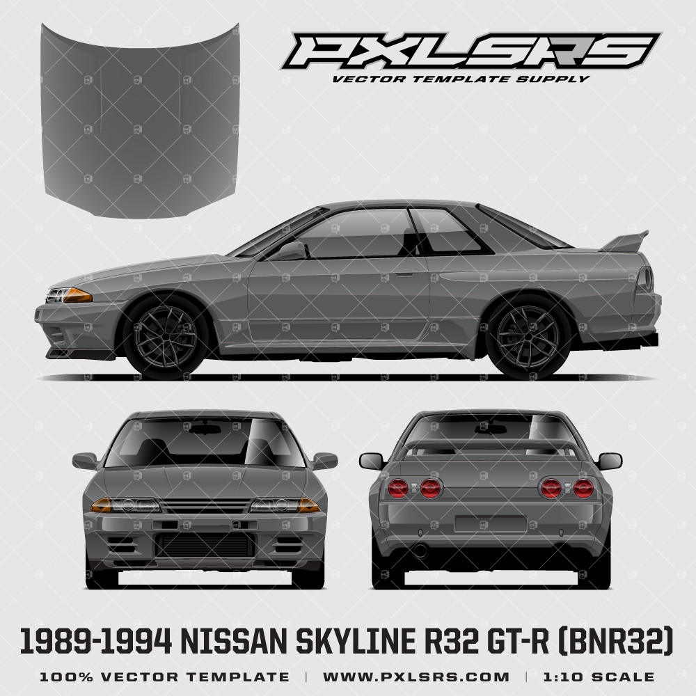 Paper R32 Template 1989-1994 Nissan Skyline R32 GTR (BNR32) 'Vector' Template - Pixelsaurus