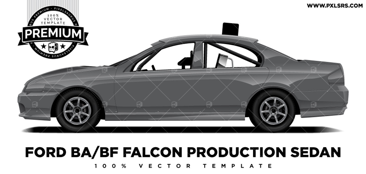 Ford BA/BF Falcon Production Sedan 'Premium' Vector Template Pixelsaurus