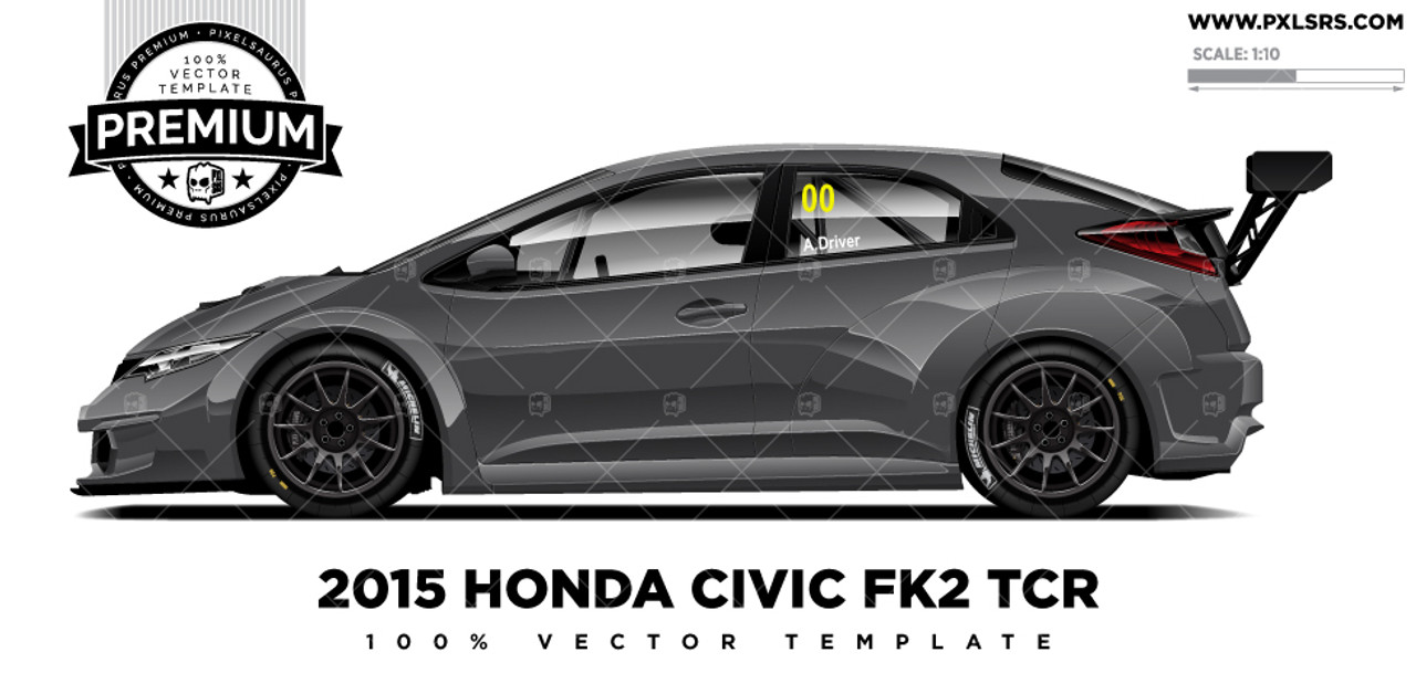 15 18 Honda Civic Fk2 Type R Tcr Premium Vector Template Pixelsaurus