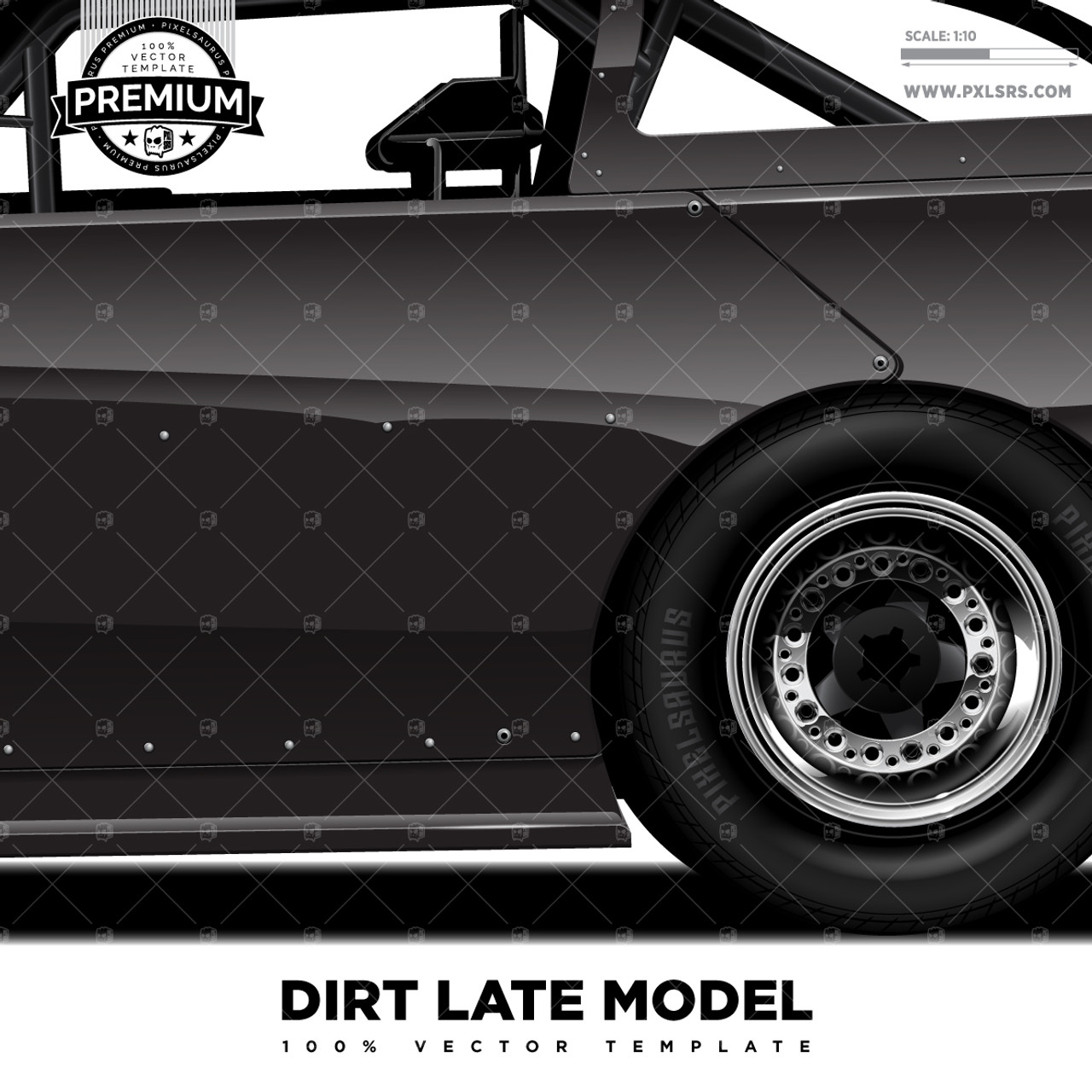 Pixelsaurus Dirt Late Model Premium Vector Template
